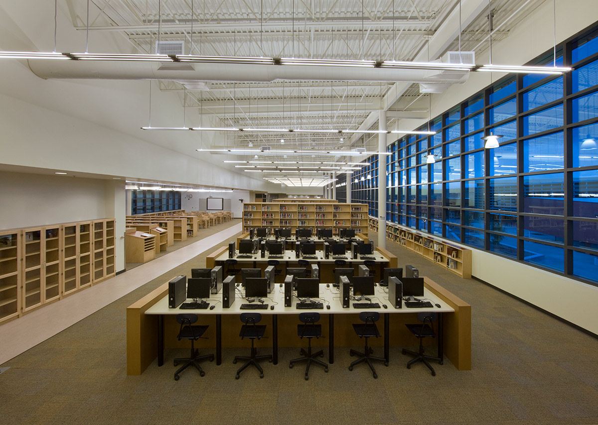 Interior design media center view at Atrisco Academy High School - Albuquerque, NM